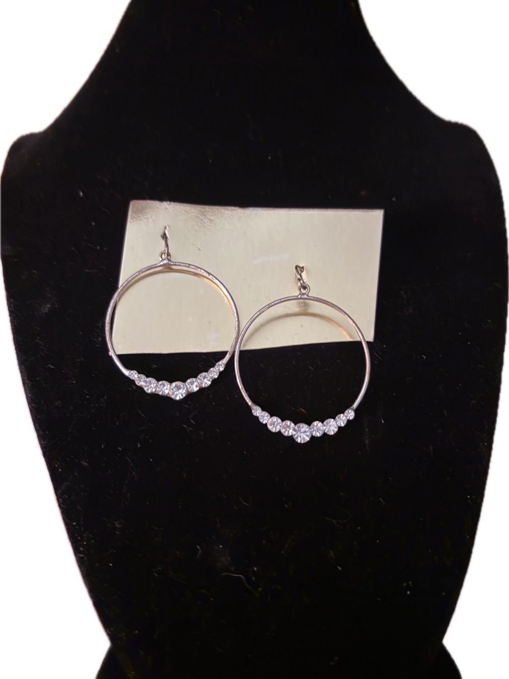 Silver Hoop Earrings with Clear Crystal Accents - Women's Jewelry